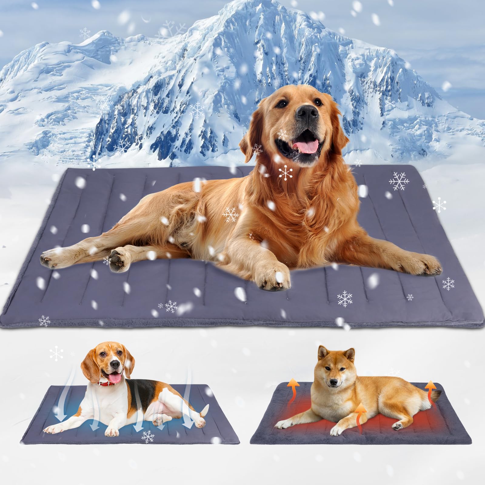 Alfombrilla de refrigeración para perros, autorefrigerante, lavable, reversible, cojín de sofá para mascotas, felpudo autocalentable, mullida, cálida para casa, viajes o en el coche