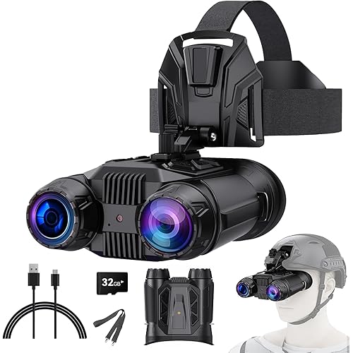 Head-Mounted Night Vision Goggles | Helmet-Compatible 4K 48MP Night Vision Binoculars with 16X Zoom, Built-in Compass/Altimeter & Barometer, App Video & Audio Recording, 3000mAh Rechargeable Battery