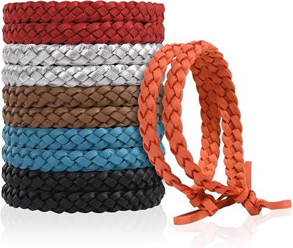 OSDUE 12 Pack Mosquito Repellent Bracelet, Waterproof Anti-Mosquito Wristbands, Adjustable Leather & EVA, DEET-Free Natural Wristbands for Adults, Kids & Babies, 300 Hour Insect Repellent Protection
