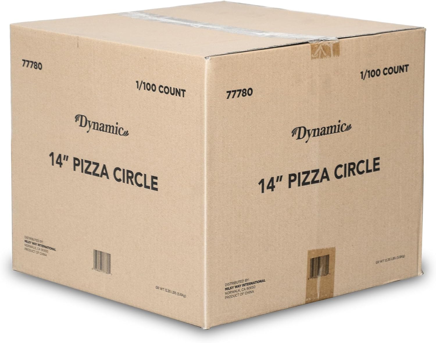Dynamic 14" Cardboard Pizza Cake Pie Round Circle 100 ct, Natural Color, 100% Food Safe, Grease Proof, Disposable