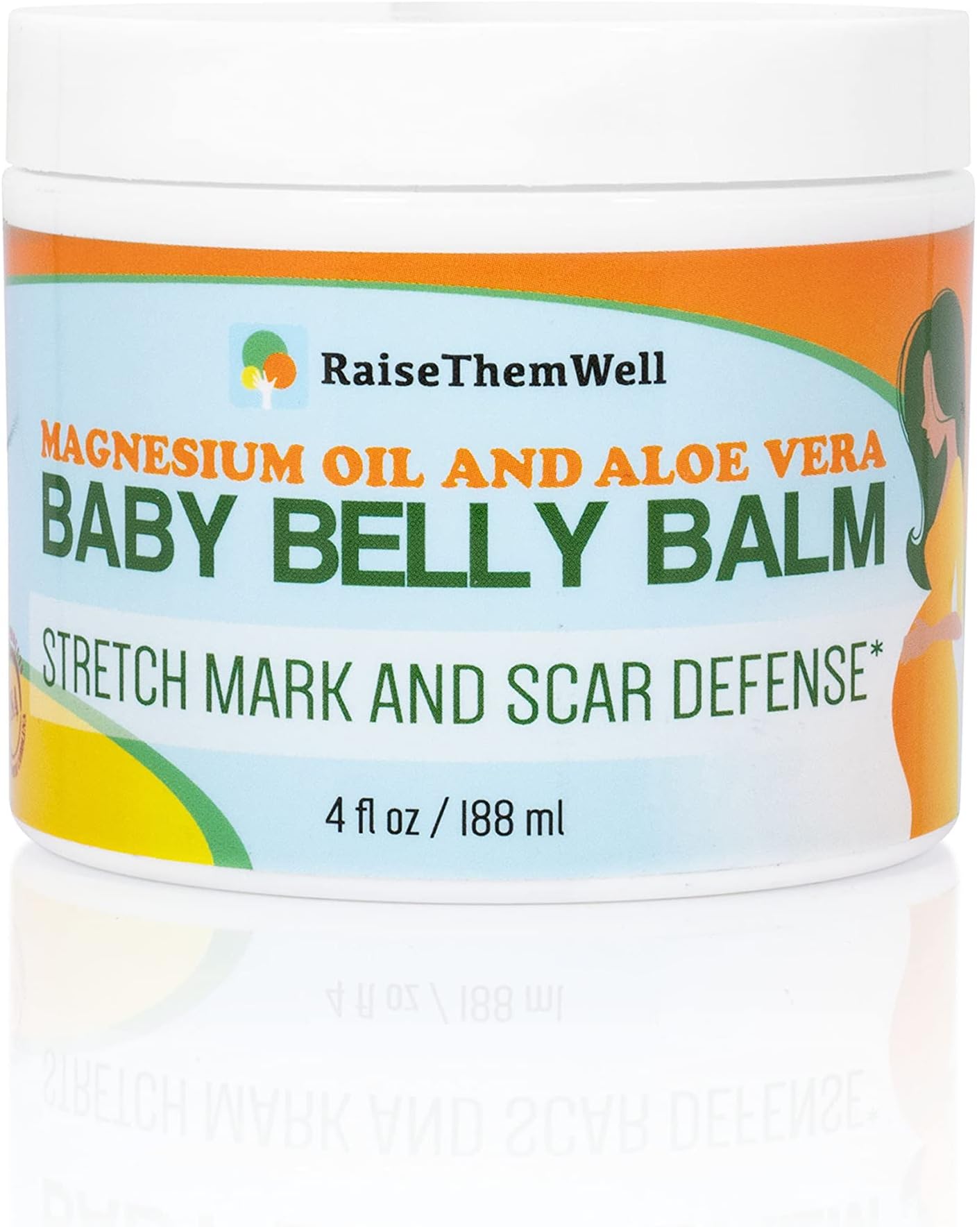 Raise Them Well Natural Belly Balm for Pregnancy with Magnesium Oil, Aloe Vera, Jojoba Coconut and Lavender Oil & Beeswax | 4 fl oz