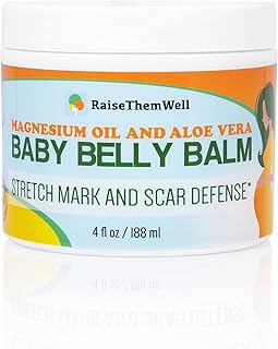 Raise Them Well Natural Belly Balm for Pregnancy with Magnesium Oil, Aloe Vera, Jojoba Coconut and Lavender Oil & Beeswax | 4 fl oz