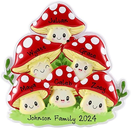 Miniatura 7 de Nuevo adorno de Navidad personalizado de la familia de hongos de la suerte 2023  Familia de hongos decorativo por la mañana de Navidad, adorno