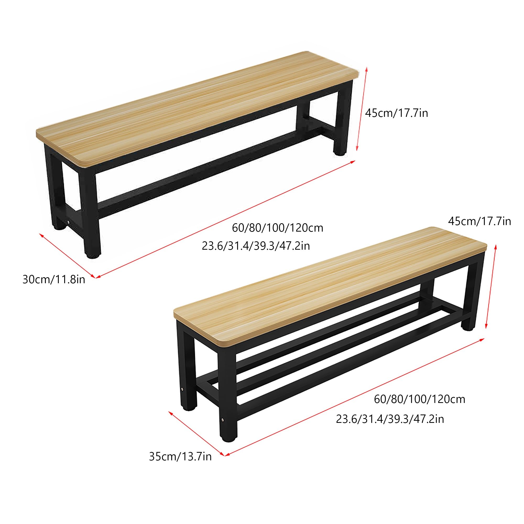 Panca da Pranzo in Stile Fattoria, Portascarpe in Legno, Panca per Ingresso, Tavolo, Panca per Letto, Sedia da Pranzo in Acciaio e Legno Bruciato, Dark Brown Black