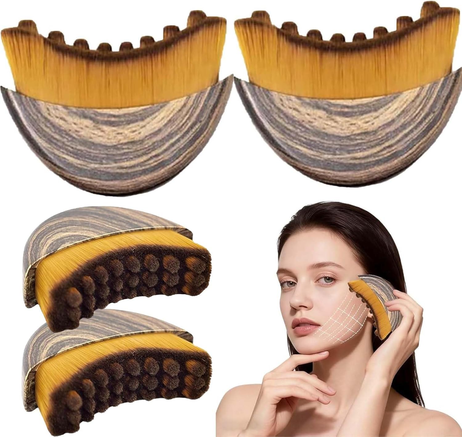 2Pcs Lymphatic Drainage Face Brush, Clean Dry Brushing & Jawline Sculpting, Ergonomic Design Reduces Puffiness & Fatigue, Precise Facial Skin Care Tool