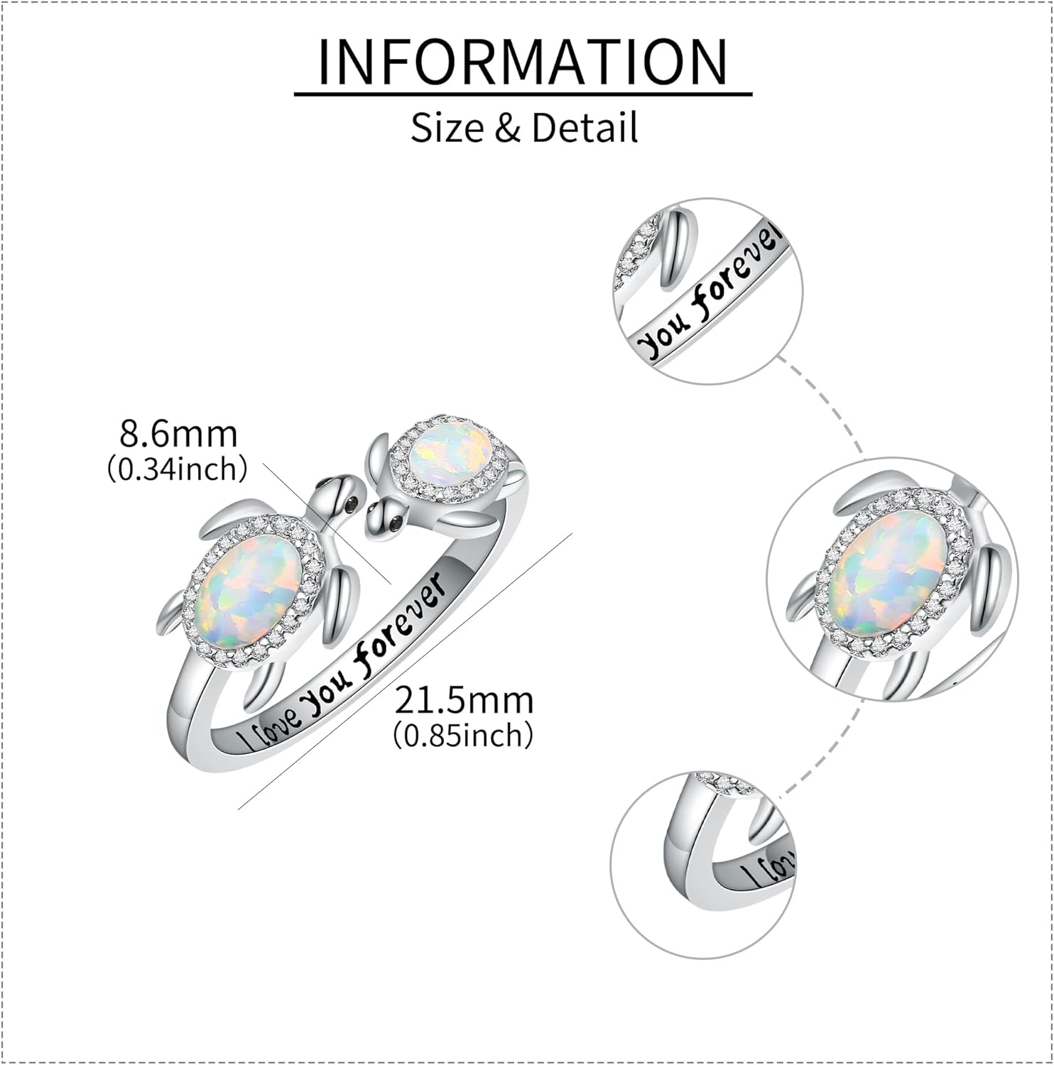 URONE Shark/Sea Turtle Ring 925 Sterling Silver Adjustable Hammerhead Shark/Sea Turtle Ring Ocean Animals Jewelry Gift For Women - Image 5