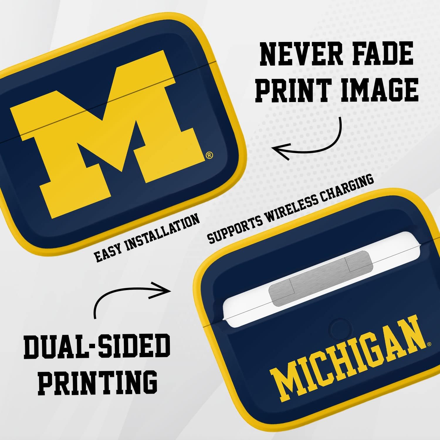 Affinity Bands Michigan Wolverines HDX Case Cover Compatible with Apple AirPods Pro 1 & 2 (Classic)