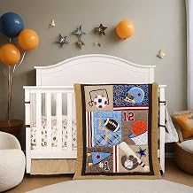 3pcs Brown Sport Crib Bedding Set | Fitted Sheet