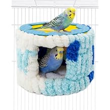 Bird Nest for Cage with Support Frame & Pad, Foot-Friendly Felt | Safe Hideout, Warm Bird Bed for Parakeets Lovebird Budgies, Winter Plush Coral Fleece Hammock Hut, Soft Washable Cozy House