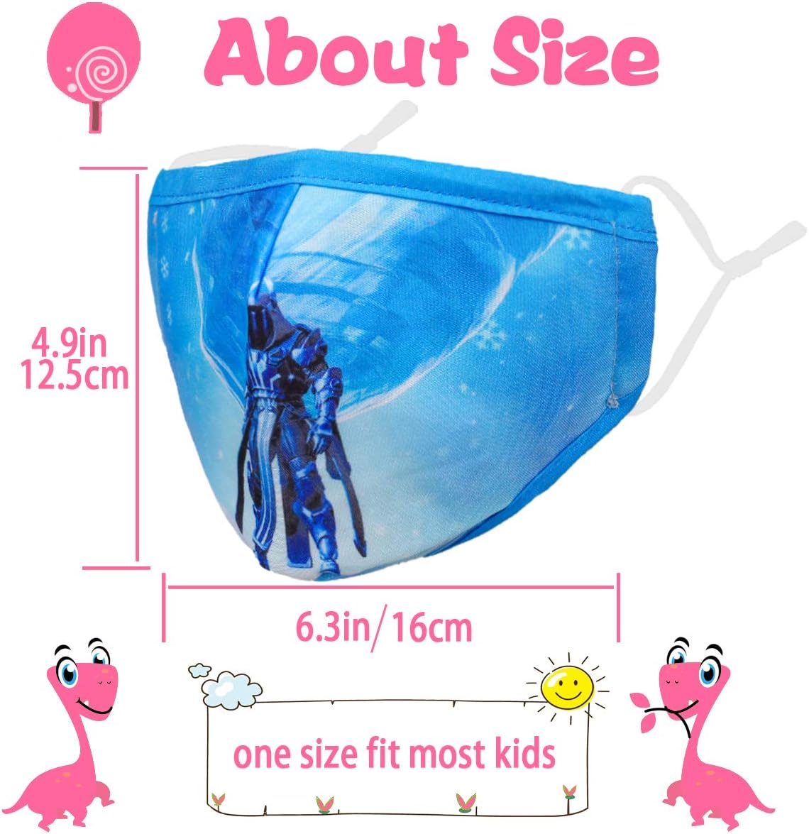 Washable Reusable Kids Face Mask, Cloth Cotton Cute Designer Breathable Facemask mascarillas niños, Design Fashion Fabric Covering with Adjustable Ear Loops for Girl Boy Children Gift