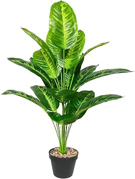 Artificial Plant in Pot Fake Tree Trunks Leaves Faux Potted for Indoor Outdoor Modern Decoration Home Office Living Room Bedroom Balcony Housewarming Gift 80cm Tropical Bird of Paradise