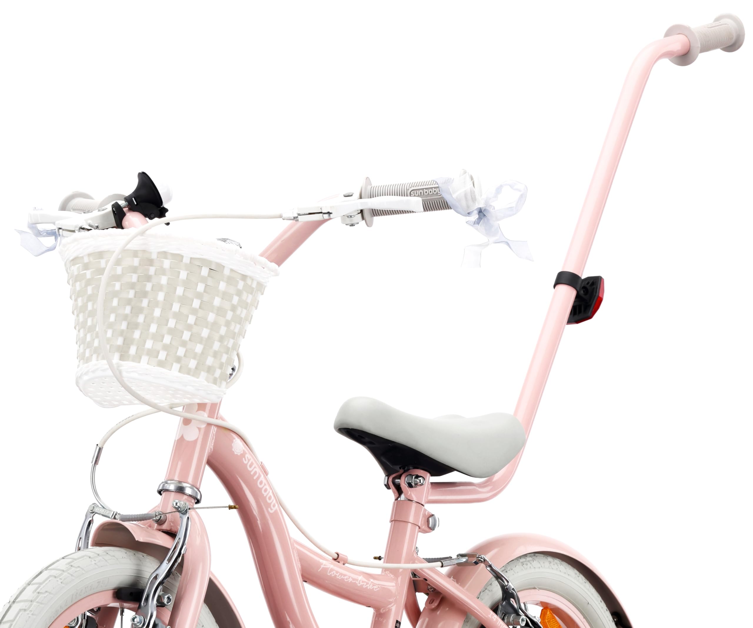 sun baby Kinderfahrrad 14/16 Zoll Flower Bike Retro - Mädchenfahrrad 3-6 Jahre, max. 50 kg - V-Brake-Bremsen, Stützräder, Klingel, Reflektoren, Stahlrahmen, verstellbar