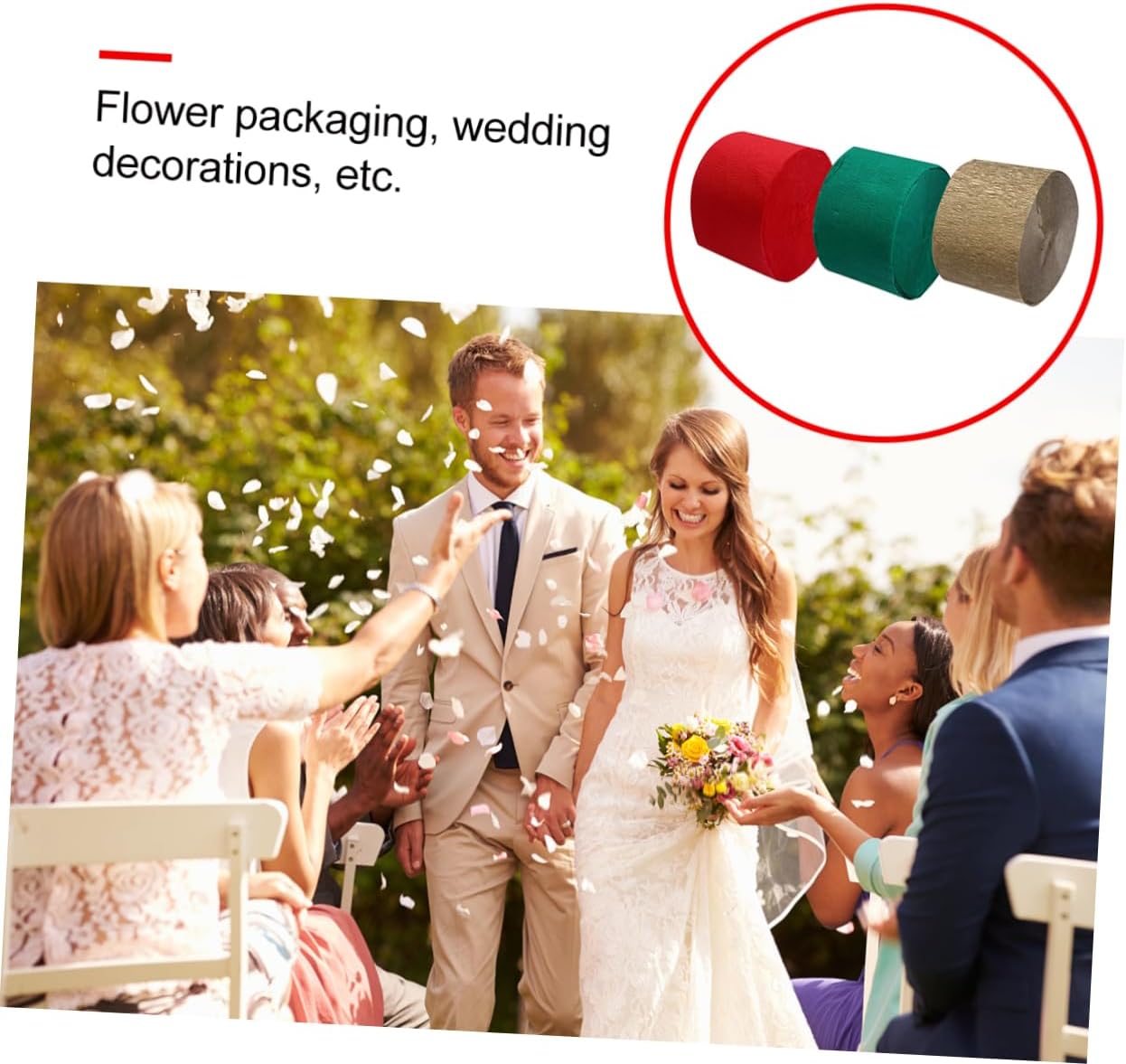 Angoily 9Pcs Crepe Paper for Party Decorations Red Green Gold Streamers DIY Craft Supplies for Holidays and Events