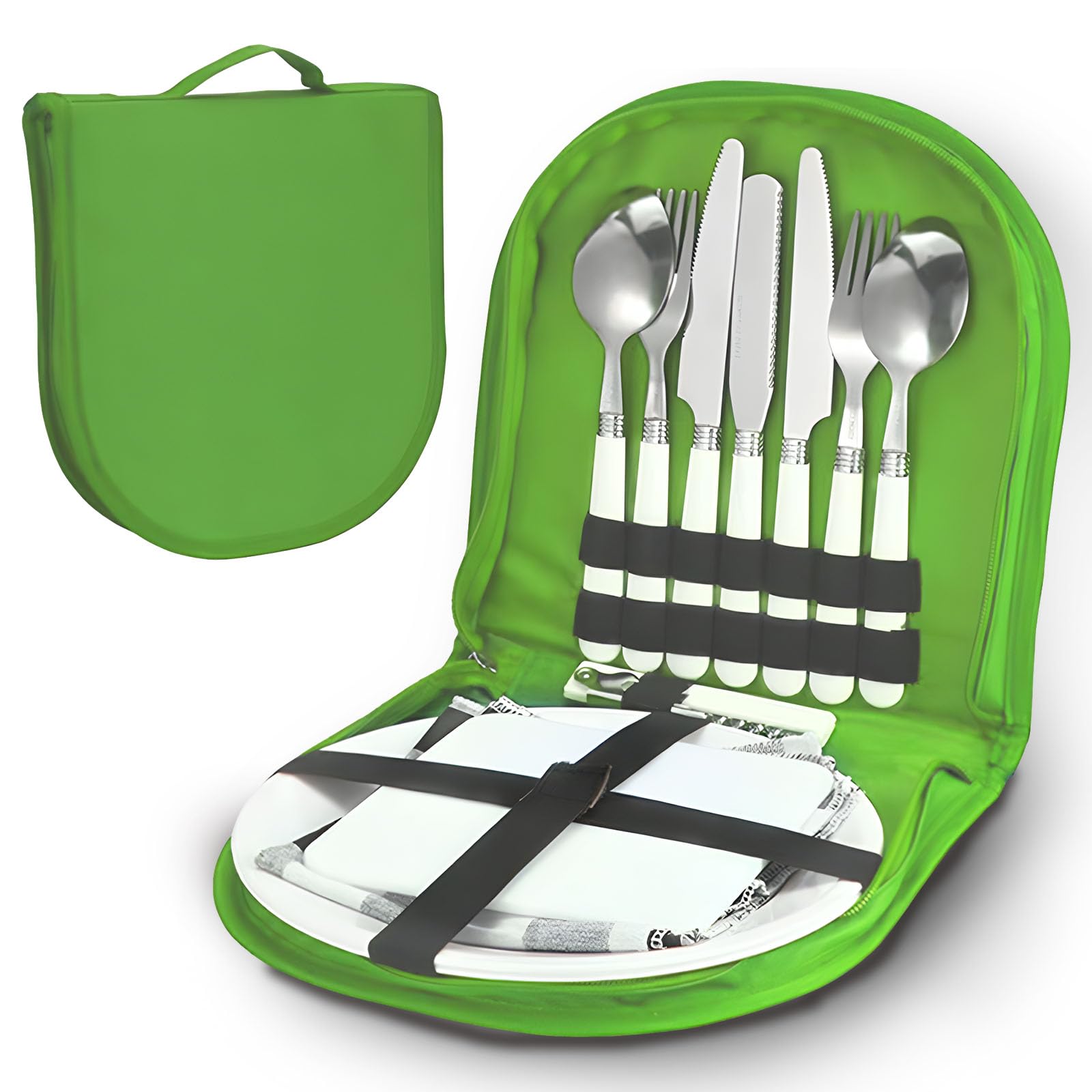 Camping Cutlery Set, Portable Picnic Accessories Kitchen Utensil Set, 13 in 1 Multifunctional Cutlery with Waterproof Storage Bag for Indoor or Outdoor Camping, Picnic, Hiking(Green)