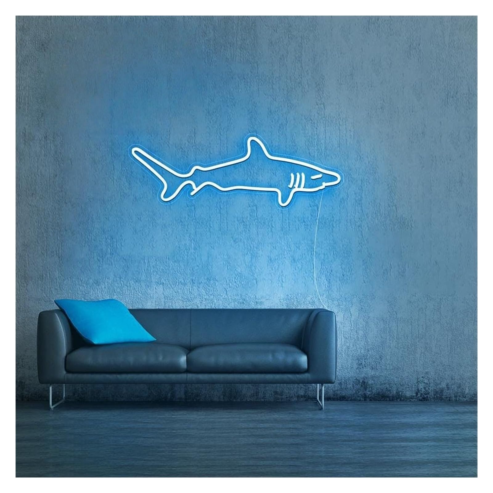 SHOUXI Sign Lamp Shark Neon Sign, Suitable for Home Living Room Decor with Brightness Adjustable 48cm