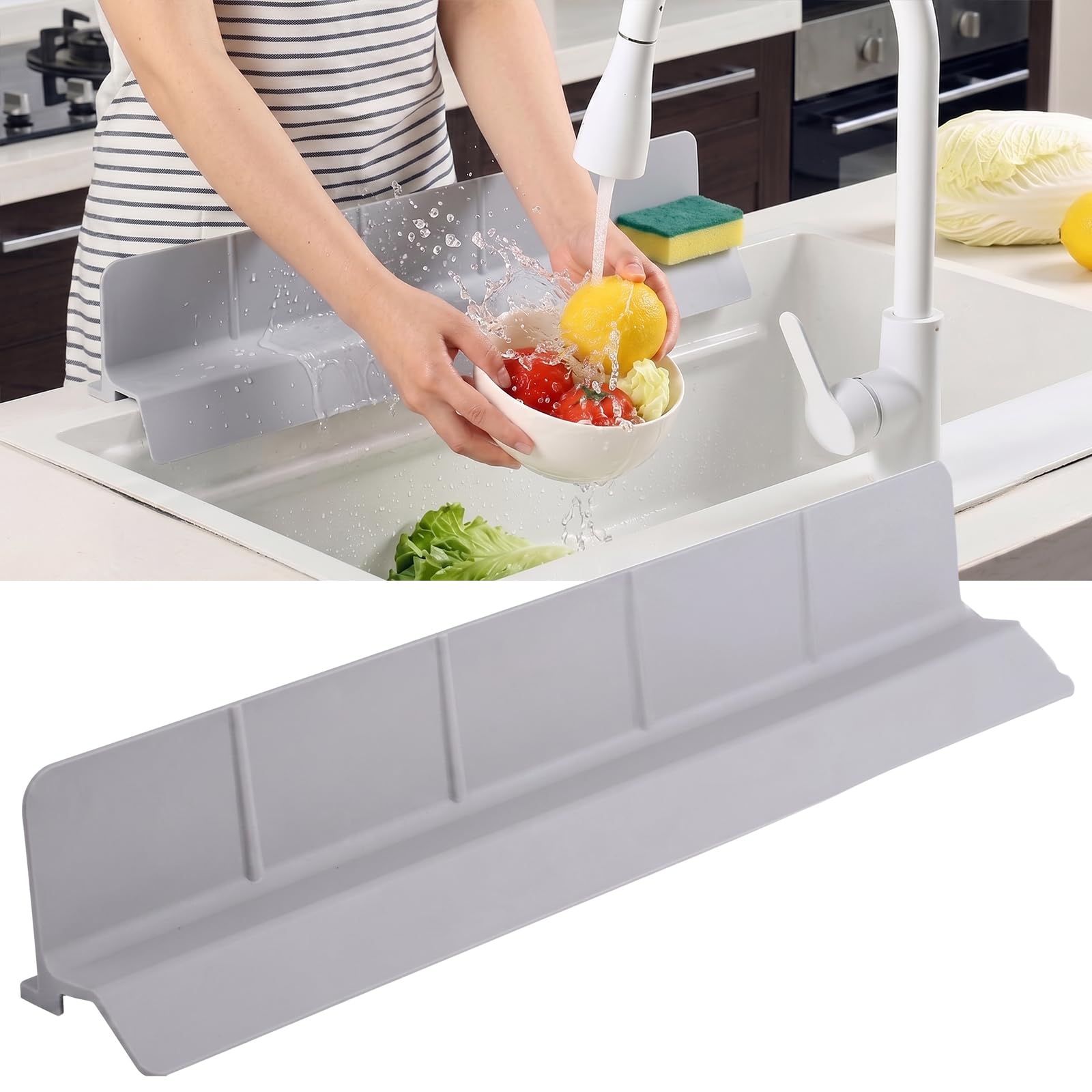 Silicone Sink Splash Guard, Kitchen & Bathroom Protector, Suction Cup