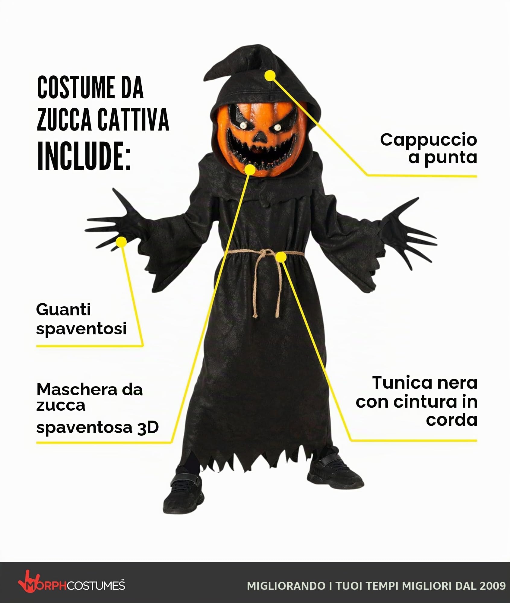 Morph Costume Zucca Bambino, Costume Zucca Halloween Bambino