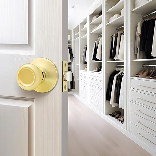 Miniatura 7 de GOBEKOR Paquete de 1 perillas para puerta de paso, pomos interiores de latón pulido sin llave, pomos de puerta de armario, pasillo, pomo de paso de