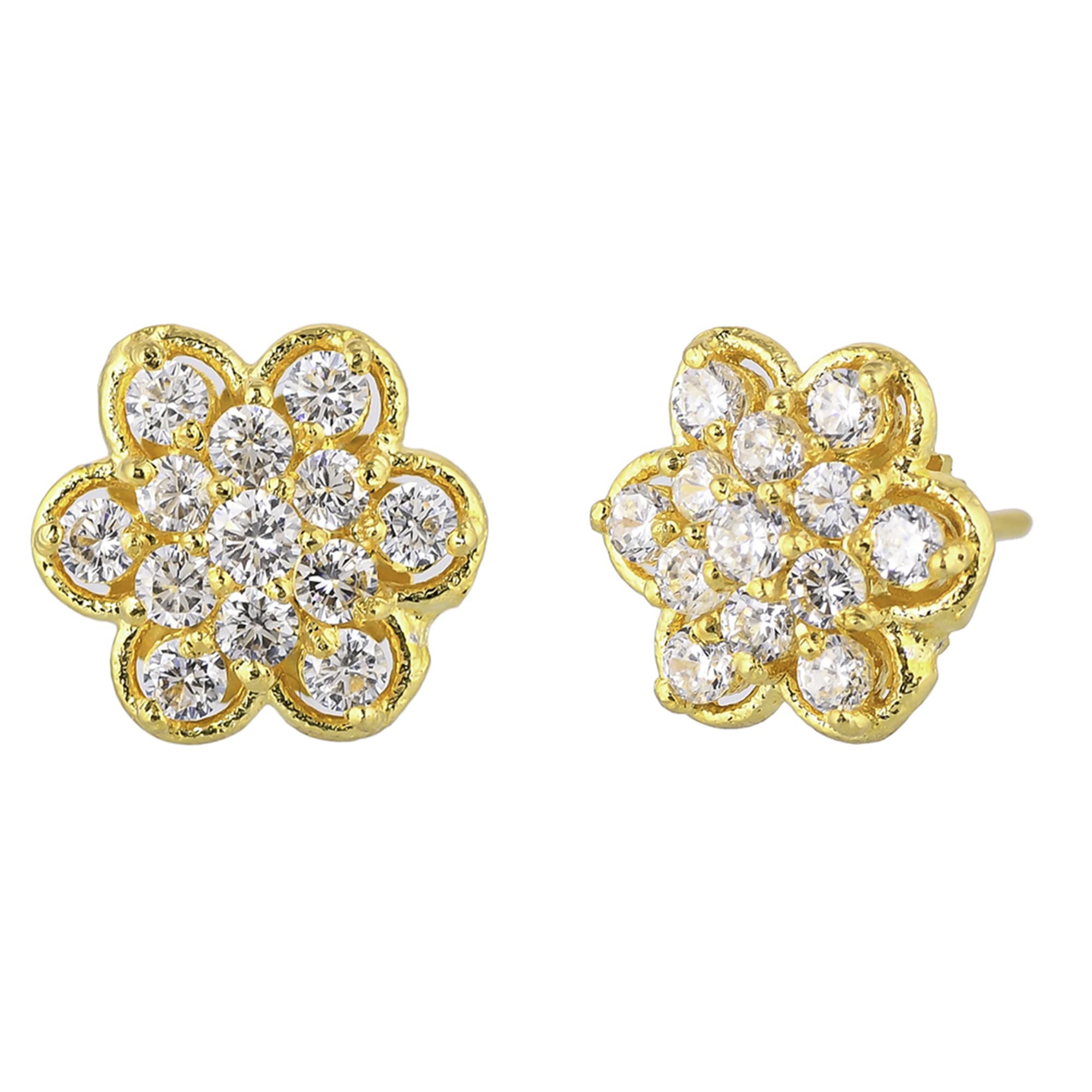 Round Cut CZ Gems Stud Earrings