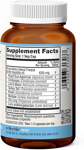 Miniatura 4 de Eclectic Original 7 hongos liofilizados vegetales, verdes, 30 unidades