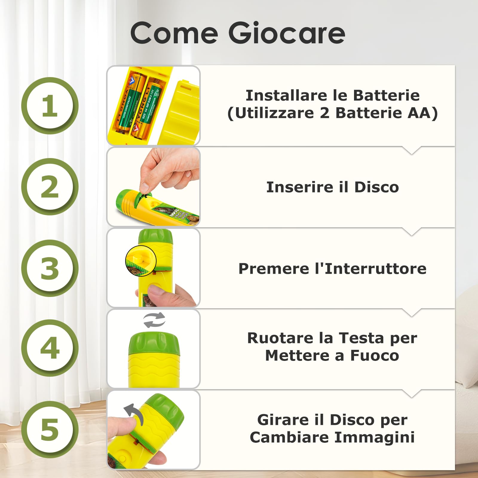 Pup Go Torcia Proiettore Bambini con 24 Immagini Fauna Selvatica, Animali Giocattolo per Bambini 3+ Anni, Storie Diapositive Torcia per Parete Soffitto Tenda, Crea Storie Giochi Regalo Educativo Scien