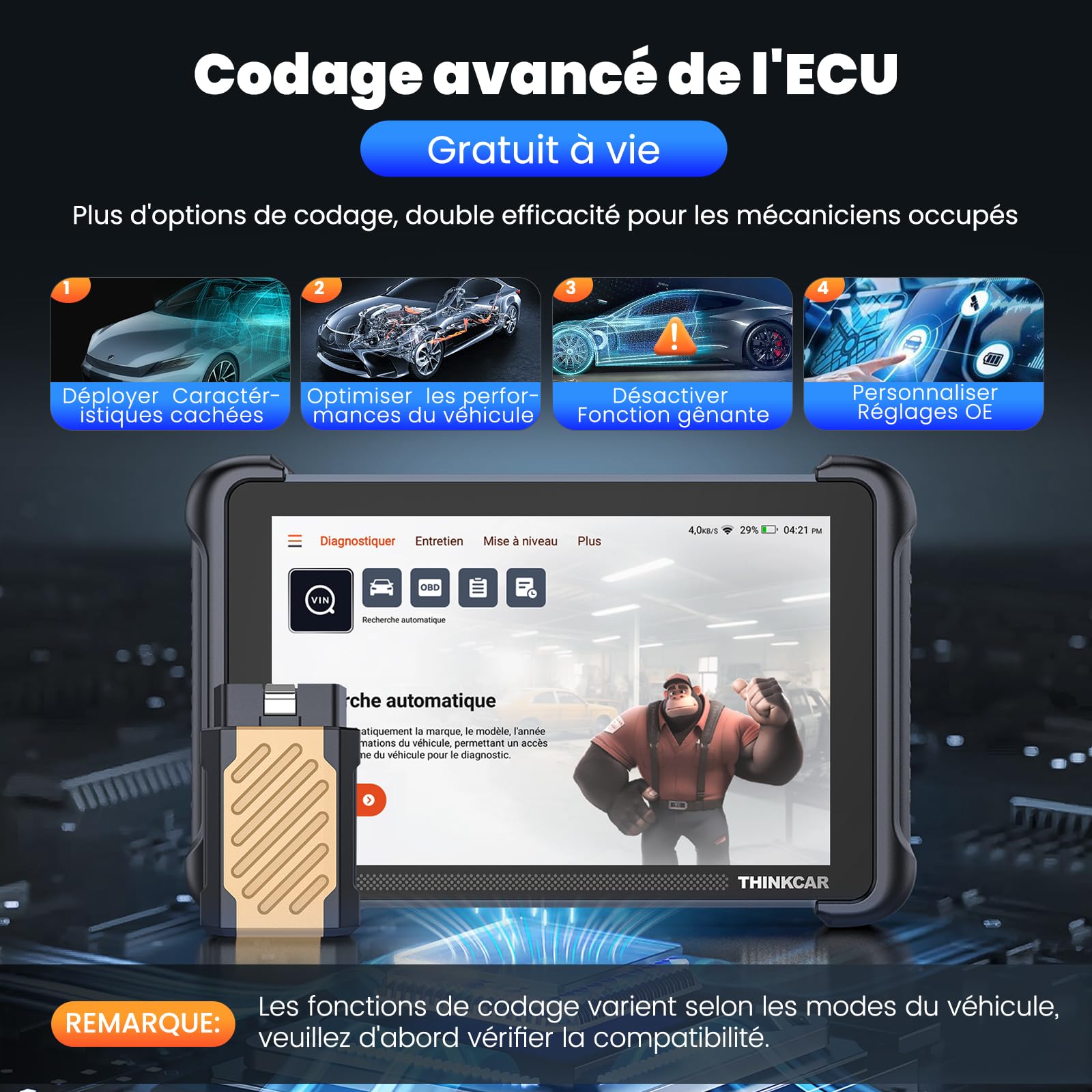 THINKCAR Valise Diagnostic Auto, TK689BT Outil de Diagnostic Bidirectionnel, Diagnostic Automobile Complet, Scanner pour Voiture avec Test d'action, 34+ Réinitialisation, FCA Autoauth, CANFD&DoIP