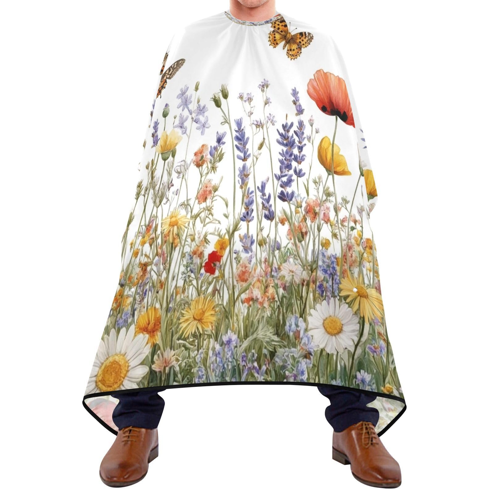 Kigai Hair Cutting Cape for Men & Women Butterfly Wildflowers Waterproof Barber Cape Professional Hairdressing Salon Styling Cape with Adjustable Closure Snap