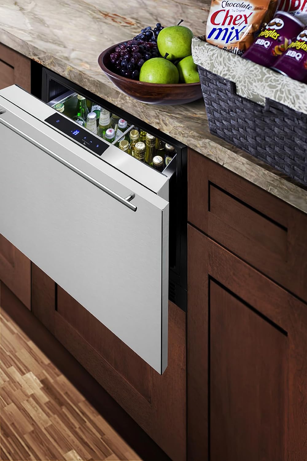 Summit Appliance FF1DSS24 24" Built-In Drawer Refrigerator, Commercial Grade, Outdoor Rated, Panel Ready (Panel Not Included), Digital Thermostat, 1.6 Cu. Ft. Capacity, NSF-7 Certified