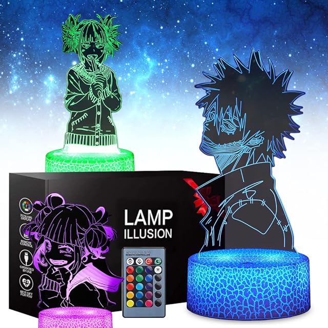 3D Anime Night Light Toy, Suitable for Children's Room Home Decoration, 3 Patterns 16 Color Changes with Remote Control&Touch, Birthday Gifts for Boys and Girls