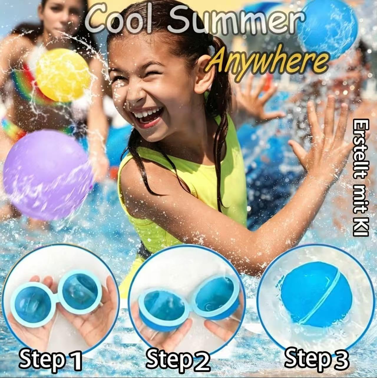 Wasserbomben Wiederverwendbar,12 Stück.Ideal für Pool Familienaktivitäten | Wiederverwendbarer Magnetisch Wasserbomben，6 Farben, hochwertige Silikon-Wasserbomben