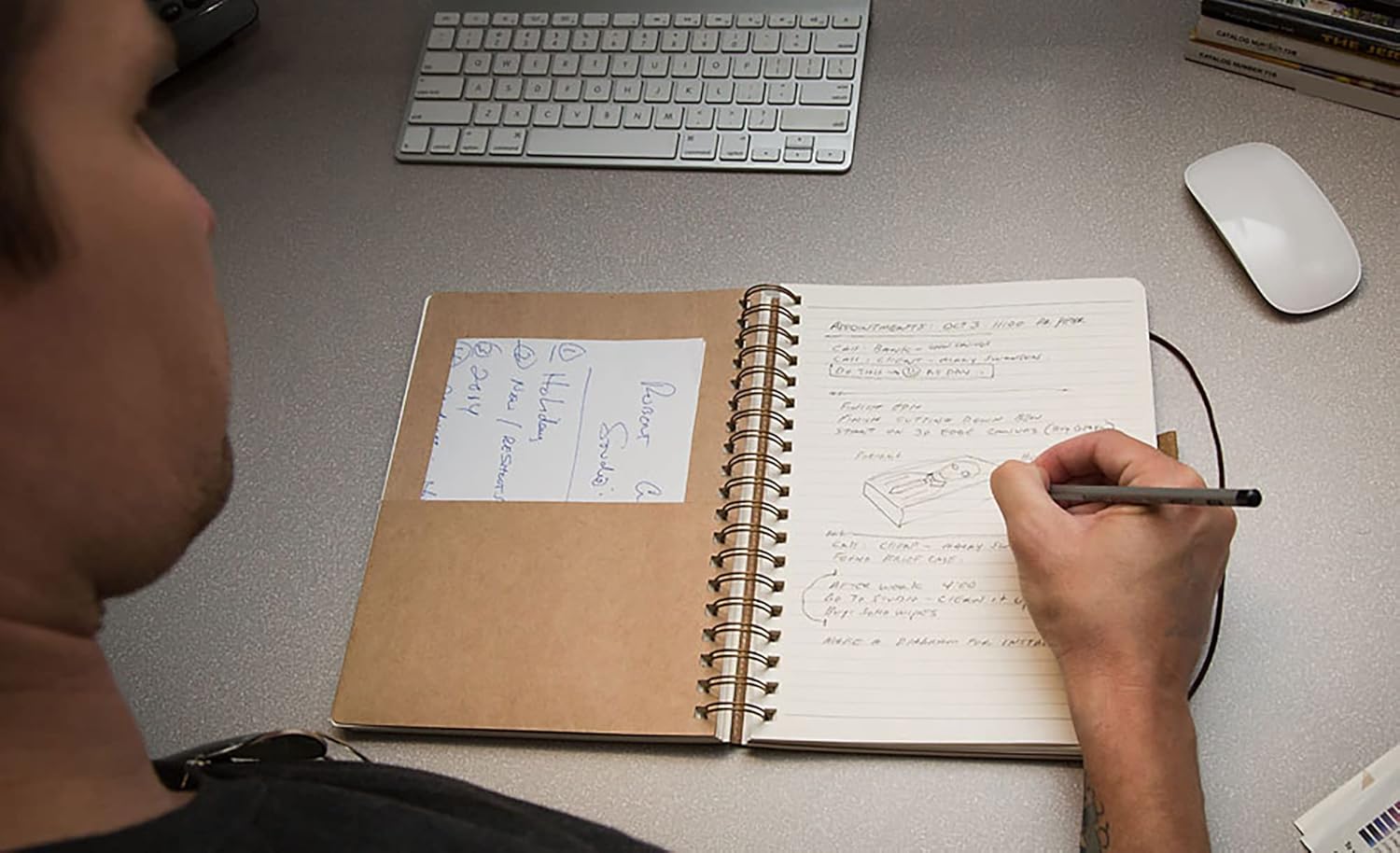 Creative Mark Double Wire Spiral Bound Field Sketch Book [270 Pages - 9.84 x 7.48"], Brown Embossed Leatherette Journal, Light Cream High-Grade Paper, Perfect for Dry Media and Drawing with Pen Loop