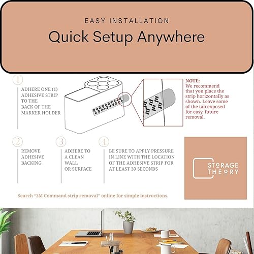 Miniatura 4 de Storage Theory Soporte para rotuladores para pizarra blanca, accesorios elegantes para pizarra blanca para borrado en seco y organizador de
