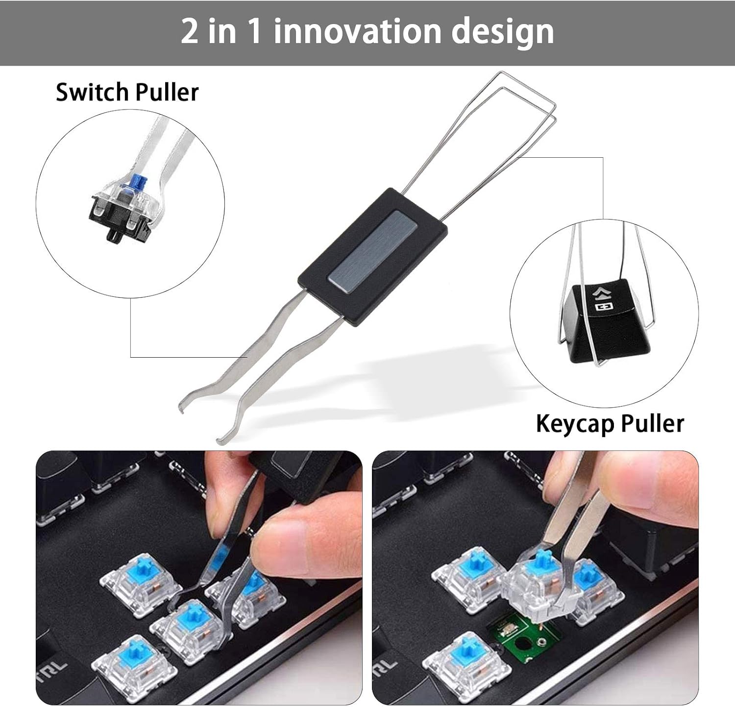 Black Keycaps Pullers 2 In 1 Design Key Cap & Key Axis Remover for
