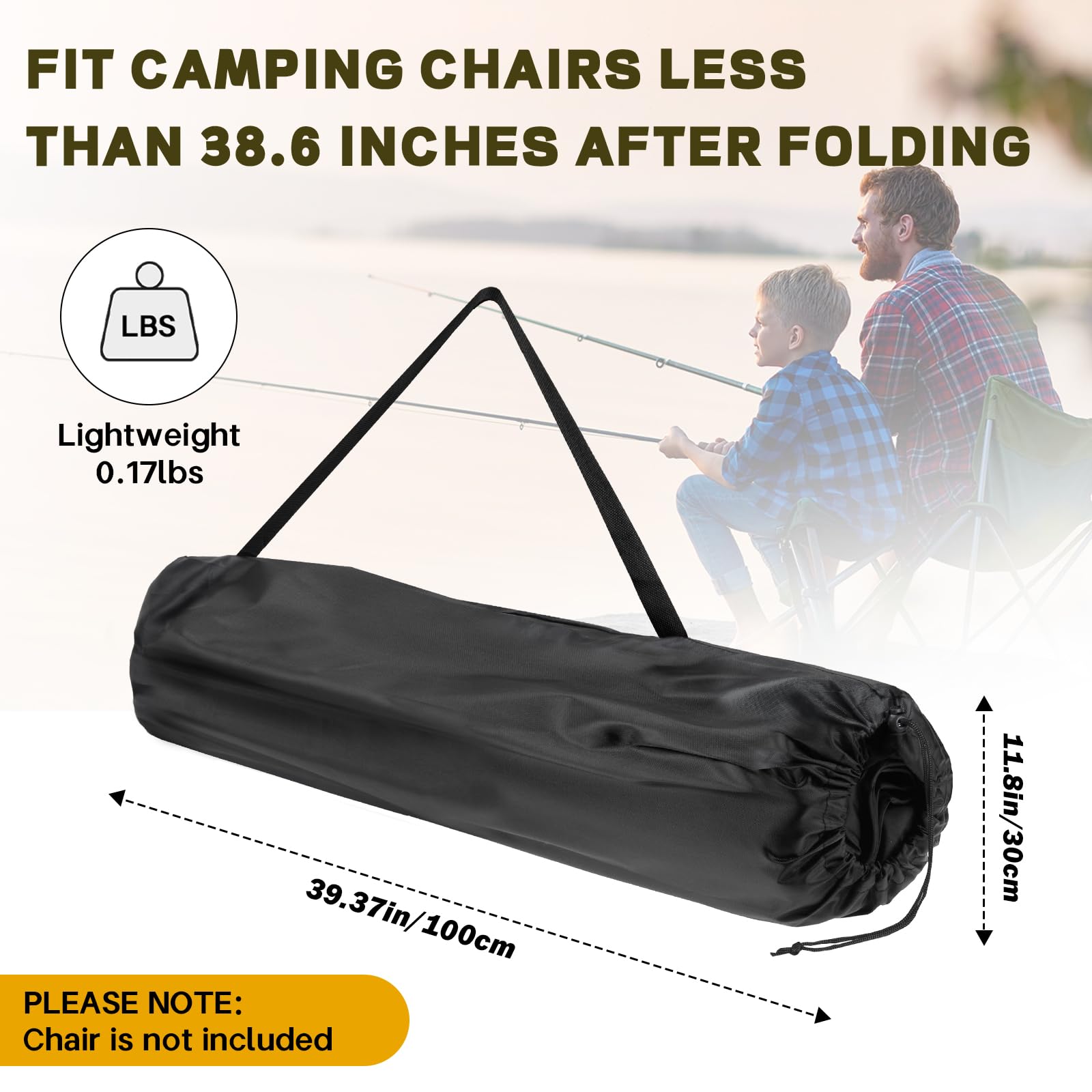 Hasanbar Camping Chair Replacement Bag for Coleman Portable Folding Chair Carry Bag with Shoulder Strap, Protective Carrying Chair Bag for Travel Outdoor Camping Sports, Black (Chair is Not Included)
