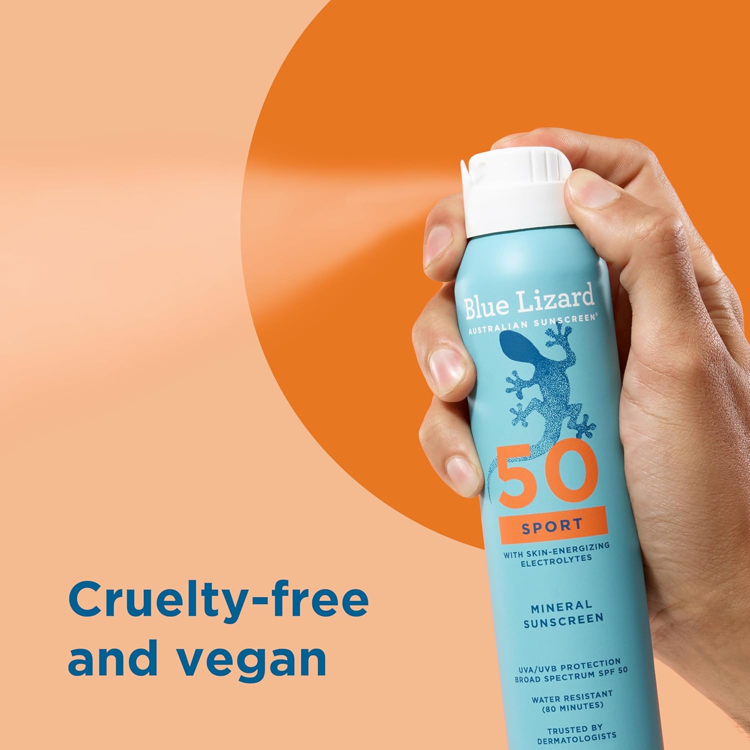 BLUE LIZARD Sport Mineral Sunscreen Spray SPF 50+, Dermatologist-Recommended Brand, Broad-Spectrum UVA/UVB Protection, Water-Resistant, Zinc Oxide Formula, Vegan, 5 fl oz - Image 4