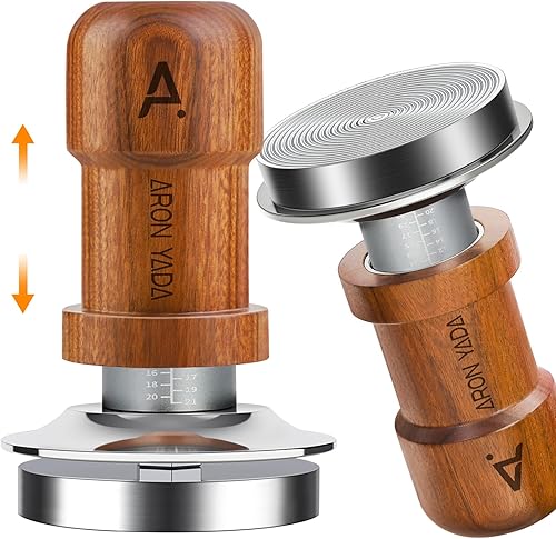 AronYada Manipulador de café expreso de 2.008 in con 2 resortes cargados, 30 libras calibrado para café con base ondulada de acero inoxidable 304