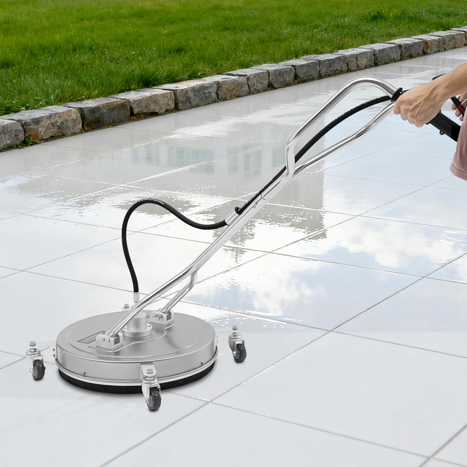 Profesjonalna myjka ciśnieniowa 20 cali, stal nierdzewna, 4500 psi, maks. ciśnienie 3700 psi, ciśnienie robocze 6,6 GPM, ręcznie sterowany przepływ wody, z 4 uniwersalnymi kółkami, 2 dysze do ogrodu