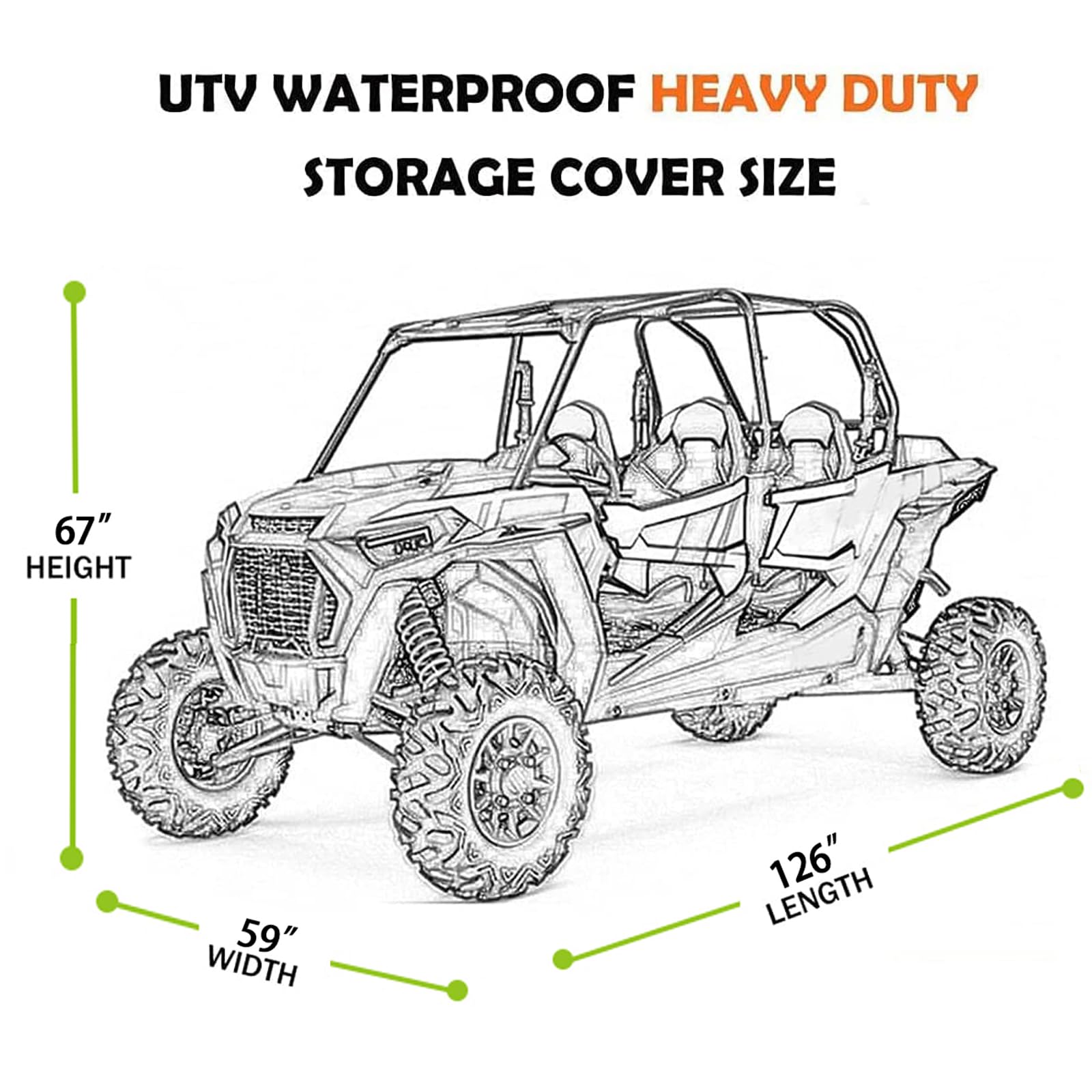 RZR UTV Covers 4-6 Seaters Waterproof Outdoor,Heavy Duty Fadeless Oxford Cloth