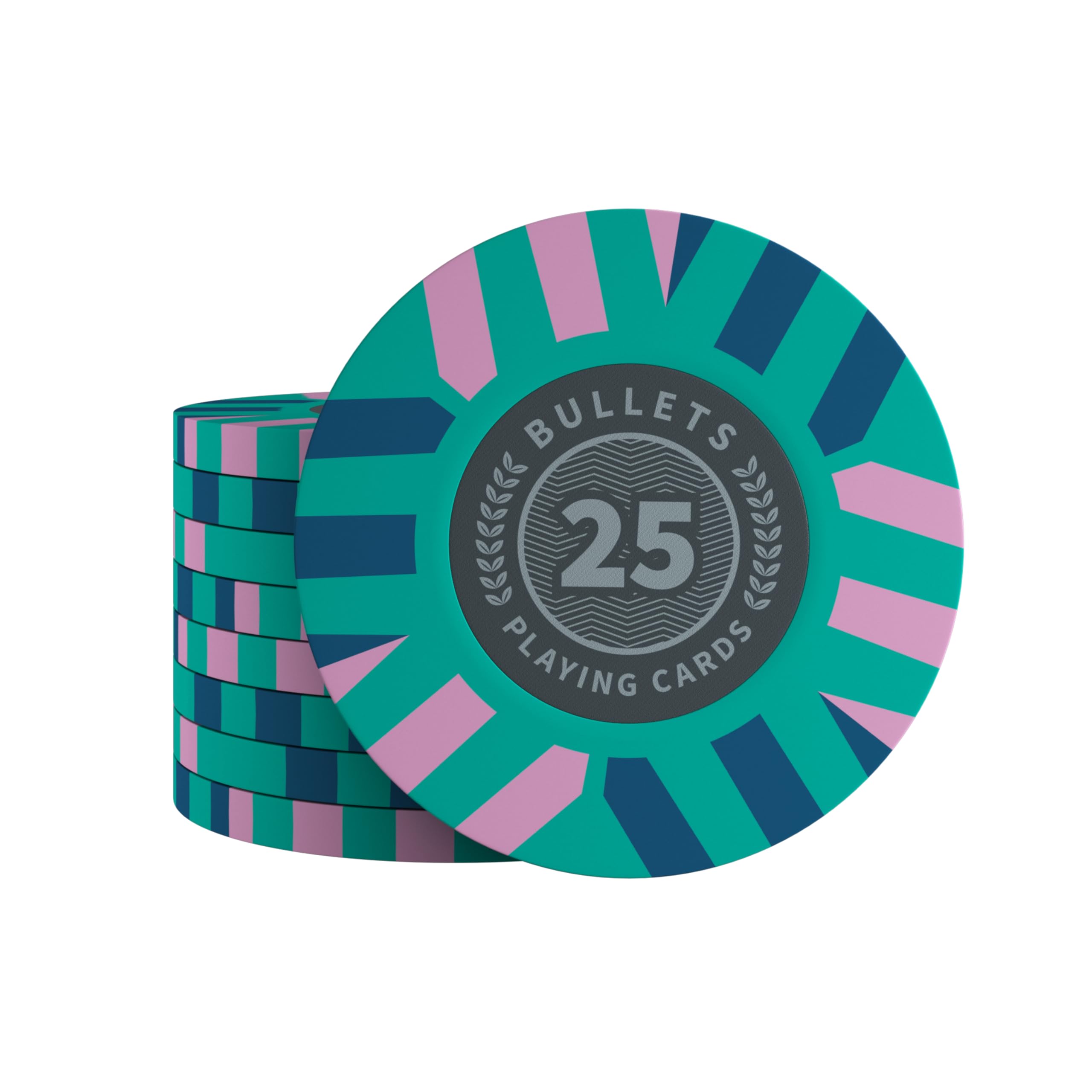 Bullets Playing Cards, Salvatore Clay Poker Chips for Poker Set, Various Values, 4 cm Diameter, Weight 10 g, Pack of 25