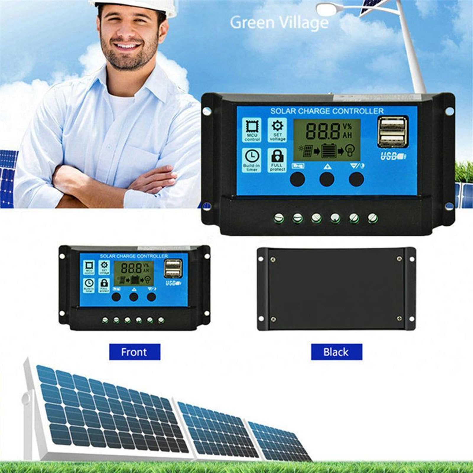 Generatore solare con pannelli inclusi - Stazione di energia portatile con | pannello solare da 300 W | Inverter di corrente portatile da 300 W per backup in casa, all'aperto, campeggio, camper