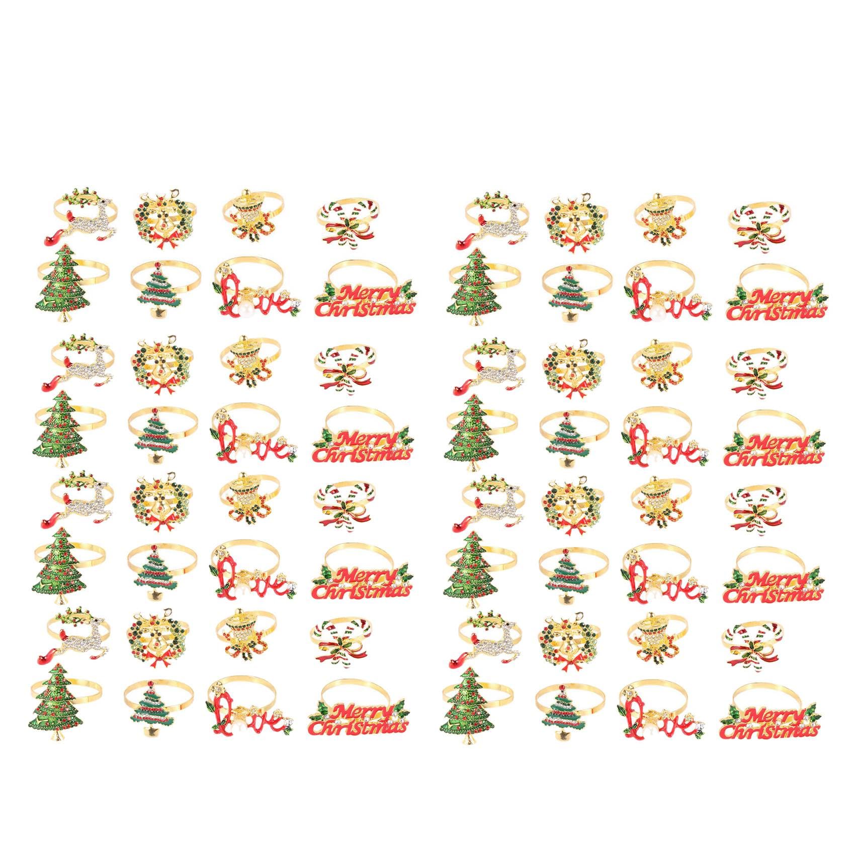 Hndhbfgrt Christmas Napkin Rings - Set of 64 Napkin Holder Rings for Holiday Christmas Table Decoration Napkin Buckle