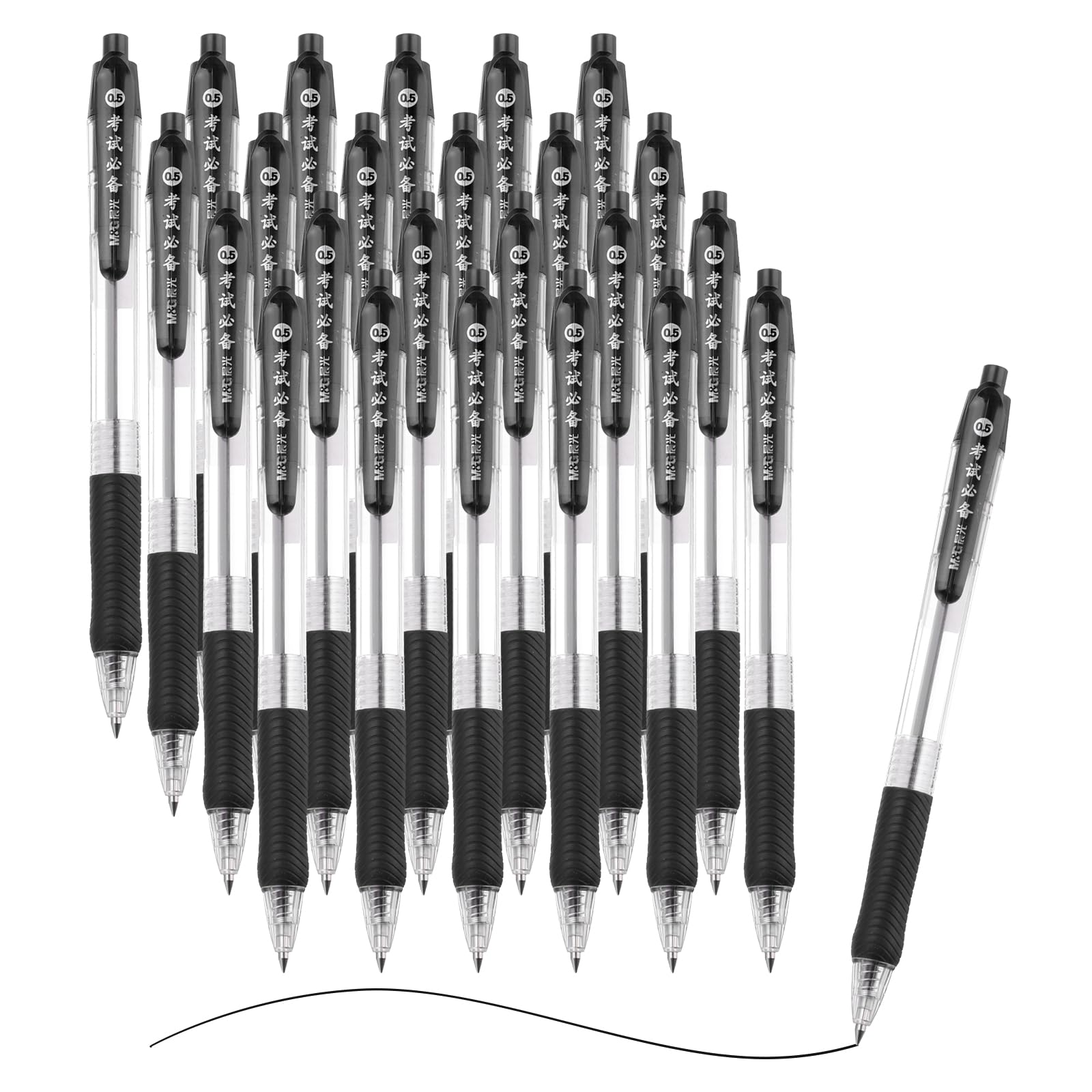 PATIKIL Ballpoint Pen, 24Pcs 0.5mm Black Ink Retractable Medium Point Click Ball Point Pen Writing Supplies for Journal Home Office, Transparent