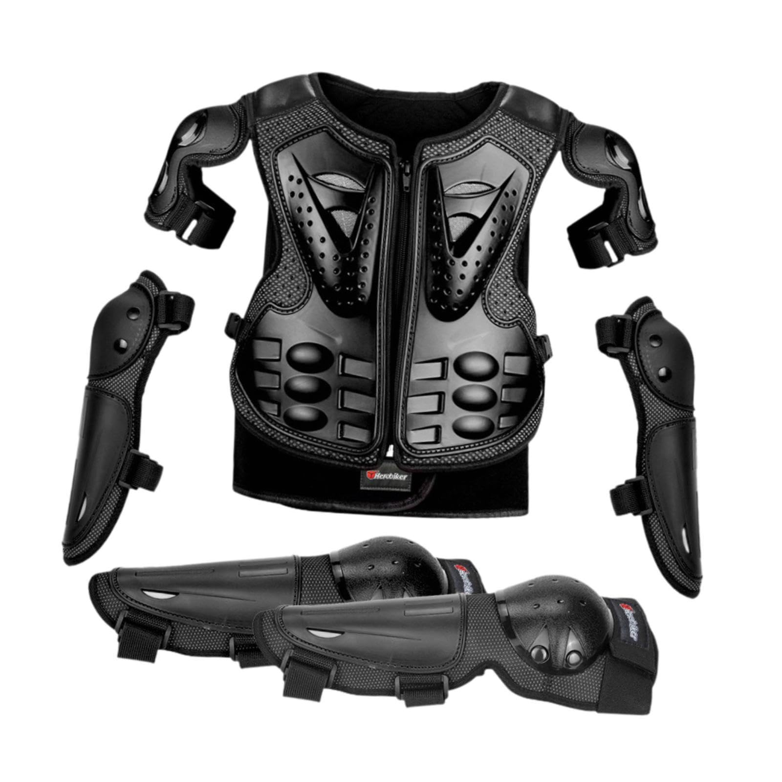 Tuta per Bambini con Protezioni per Gomiti E Ginocchia, Abbigliamento, Set Sportivo per Bambini, Nero