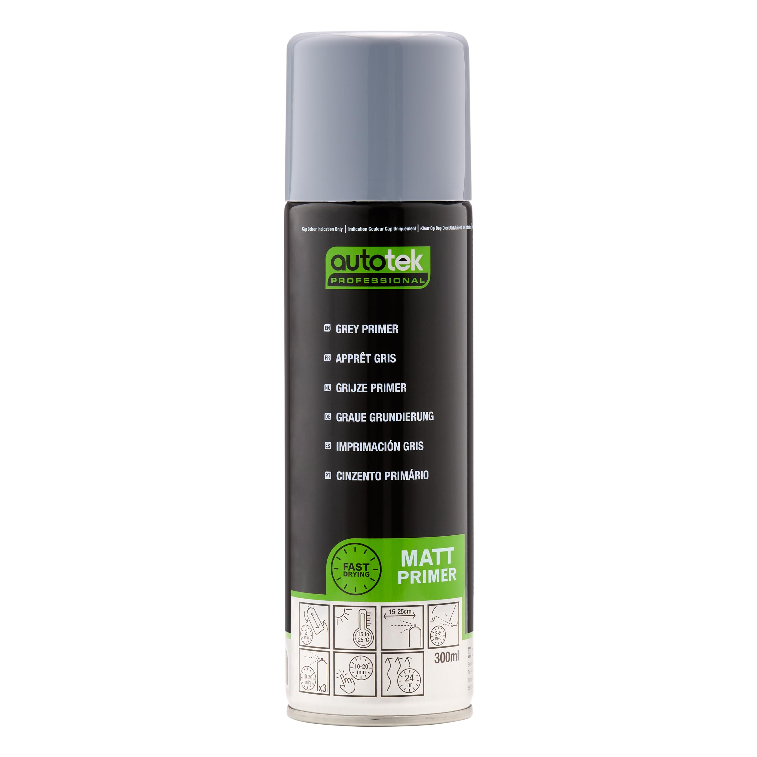 Autotek Professional Expertly Formulated Acrylic Based Primer Spray Paint, Grey Primer, 300 ml