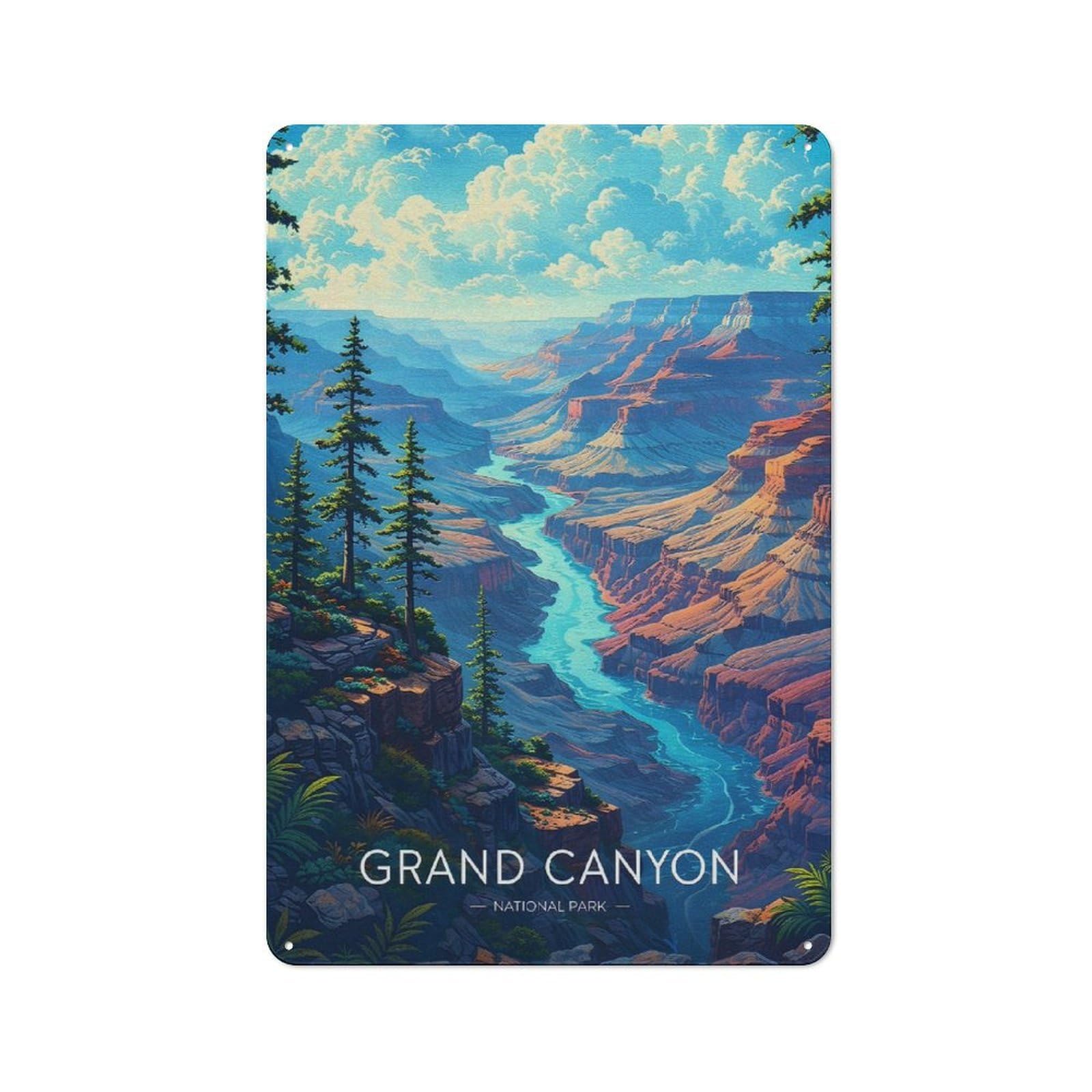 Junmoney Style-18 Vintage Grand Canyon National Park(3) Metal Wall Art Sign 30X20cm, Old Style Wall Plaque For Bedroom, Office, Home Bar Or Dining Room