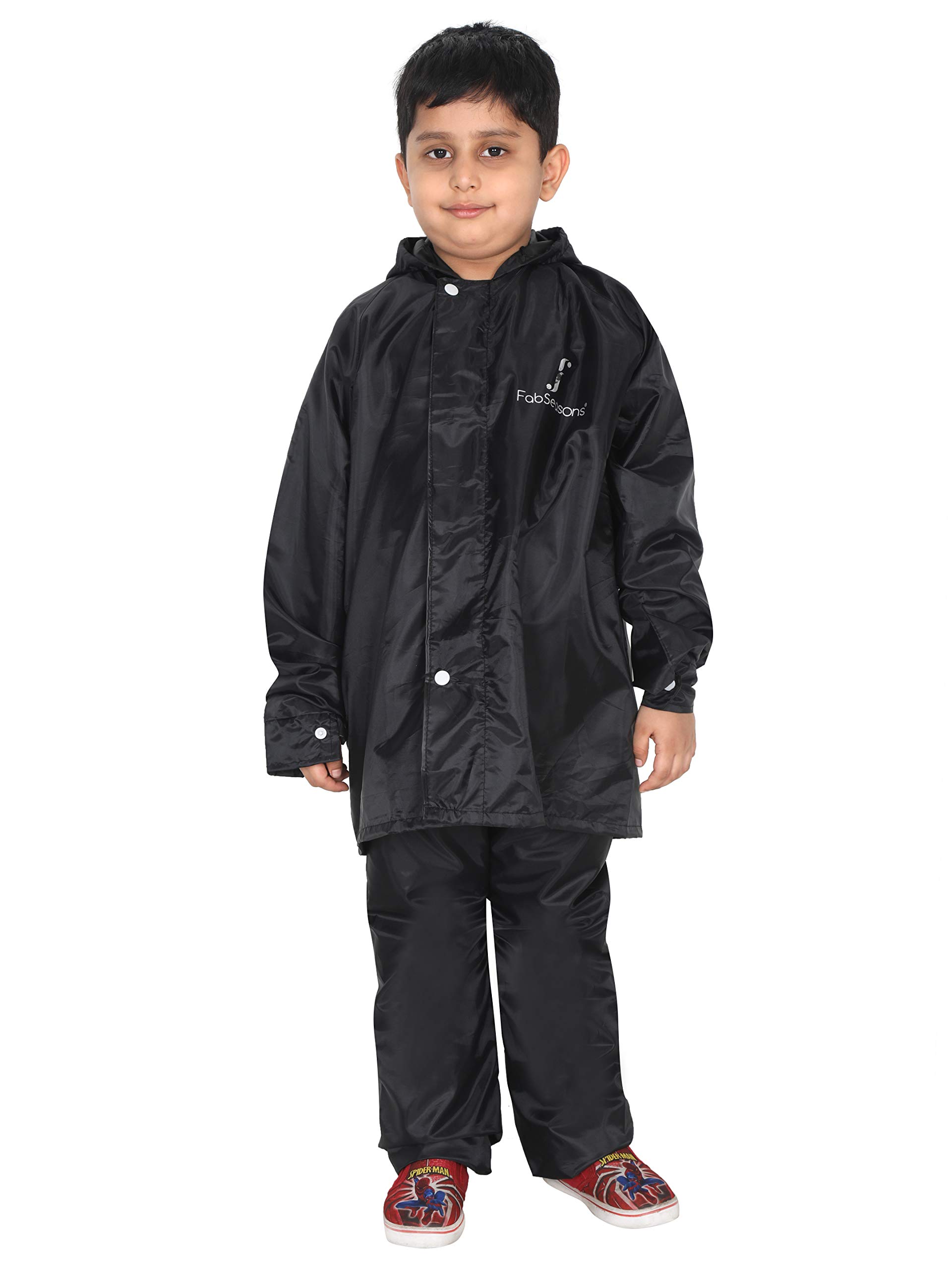 FabSeasons solid waterproof Raincoat set of pant & top for kids with hood, Age 4-5 Years 4