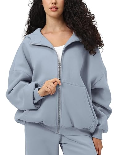 FAIABLE Womens Zip Up Hoodies with Pockets Oversized Sweatshirt Winter