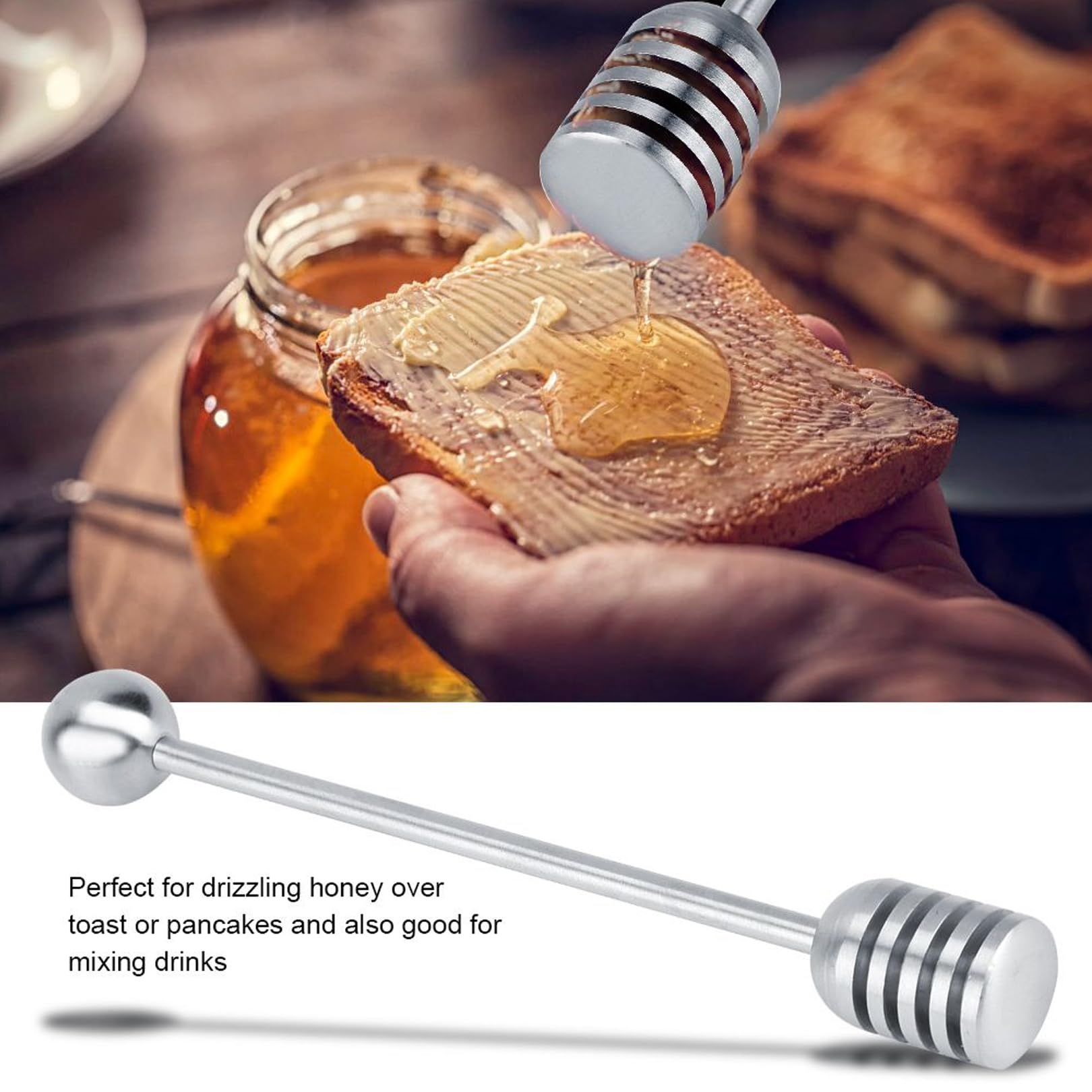 Set di 2 cucchiai per miele e marmellata, in acciaio inox, per miele, marmellata, sciroppo e yogurt, strumento ideale per cucina e colazione