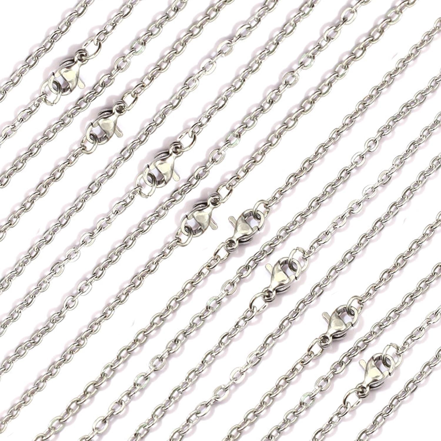 Bulk Necklace Chains for Jewelry Making - 30PCS Stainless Steel Link with Lobster Clasps DIY Links - 18 Inches Gold