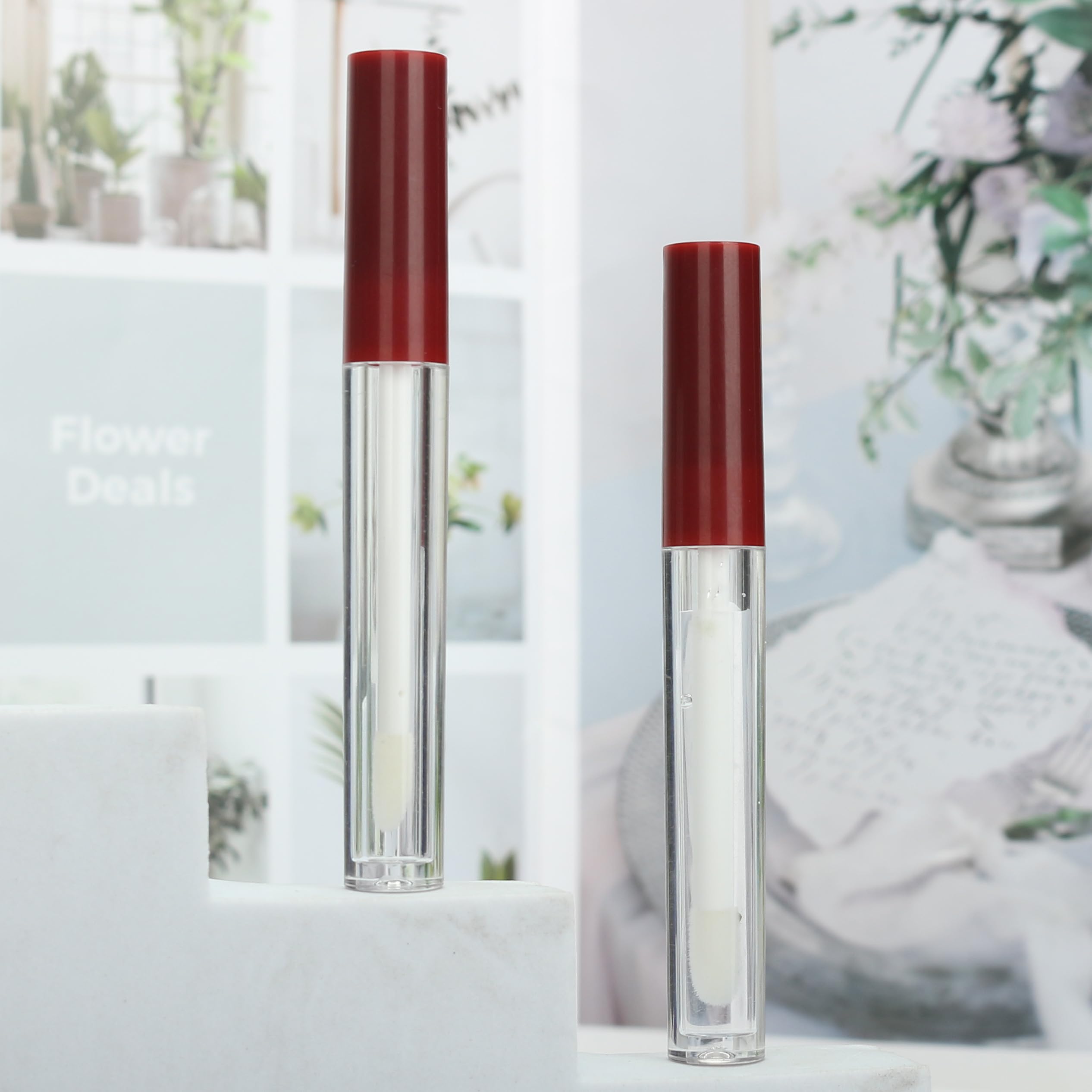 COSIDEA 50pcs Empty Round 1.5ml slim Dark red lip gloss tubes with wand mini small size lipgloss tube containers in bulk - Image 4